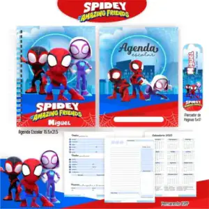 Agenda escolar con superhéroes